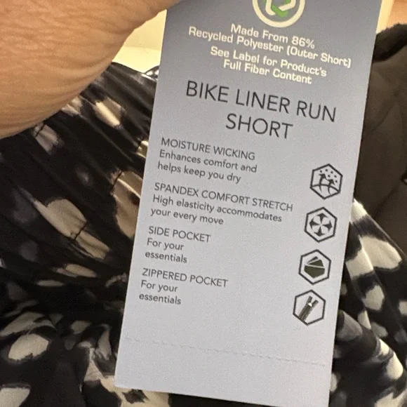 Women's Black & White Printed Athletic Shorts with Elastic Waist - Picture 8 of 8